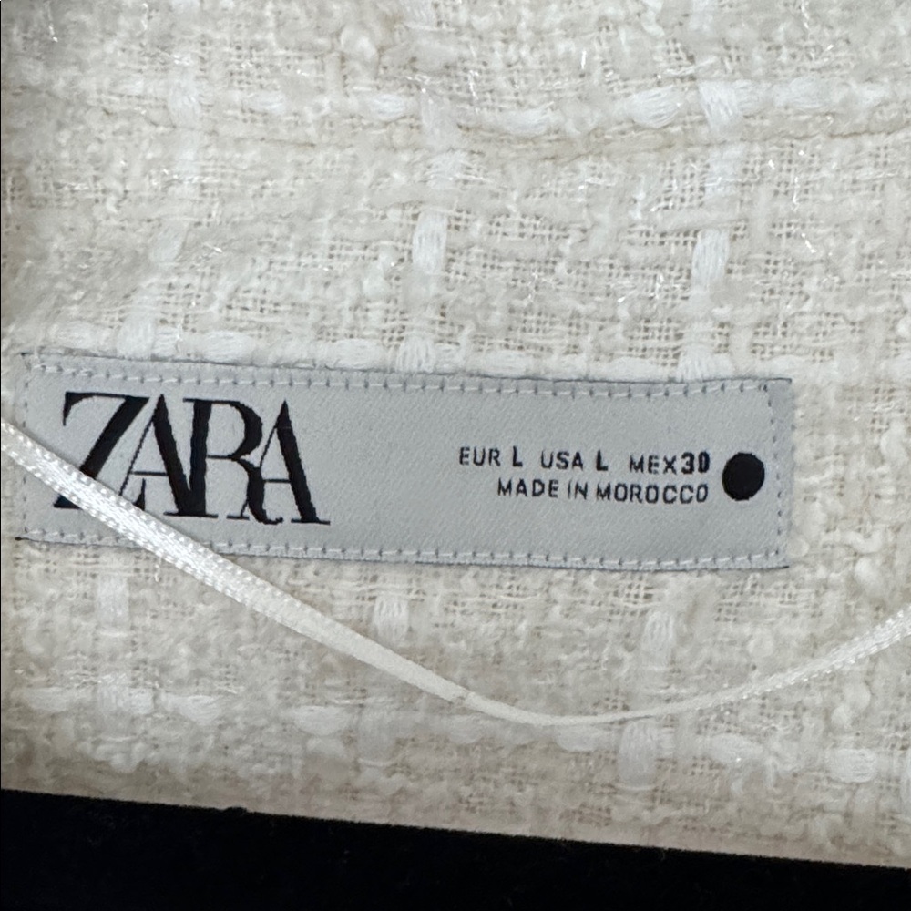 Zara NWT Cream Textured Women's Blazer - Size L - Picture 6 of 8